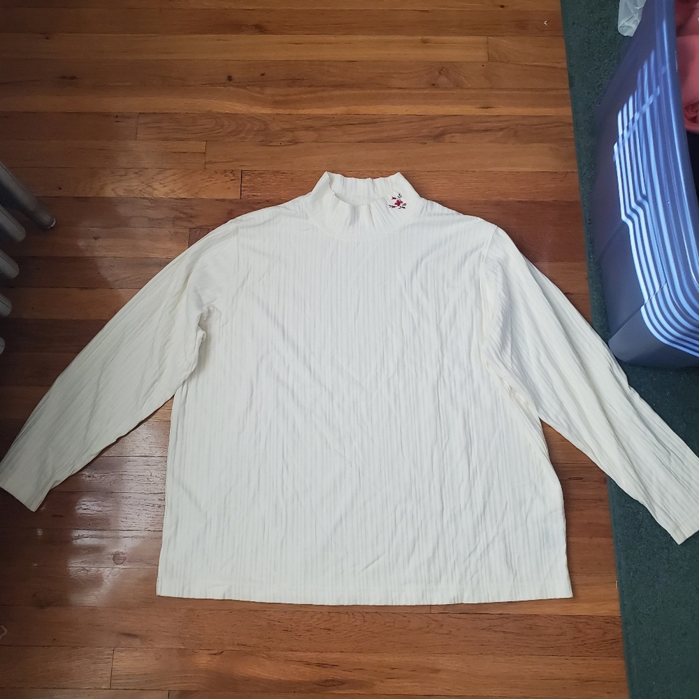 White Mock Long Sleeve Turtleneck - Picture 2 of 6